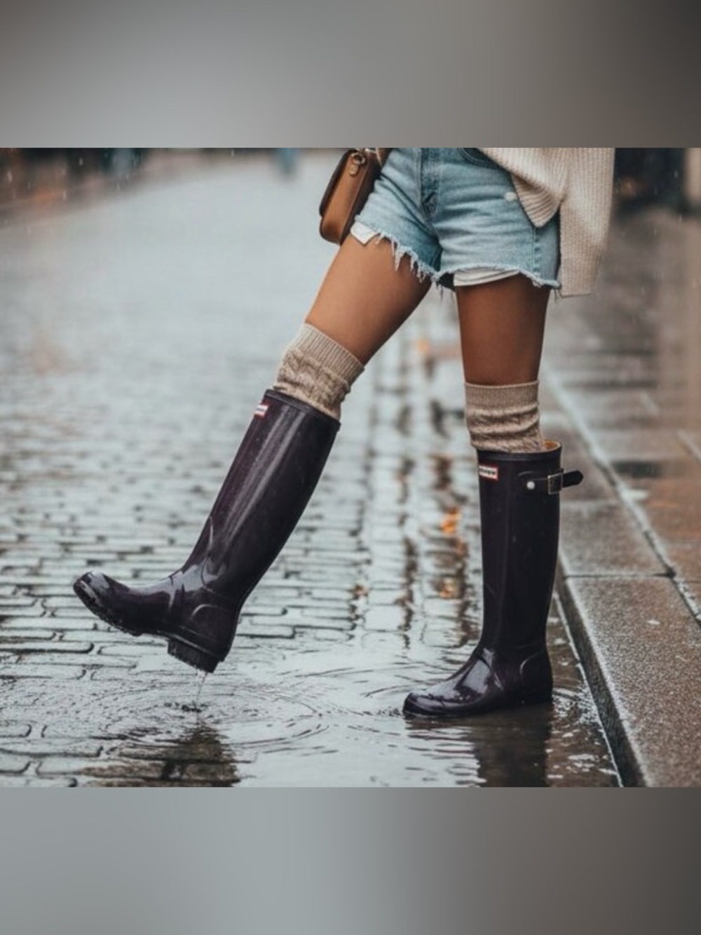 Hunter Glossy Dark Gray Tall Rain Boots Women’s Size 6 Classic water repellent!